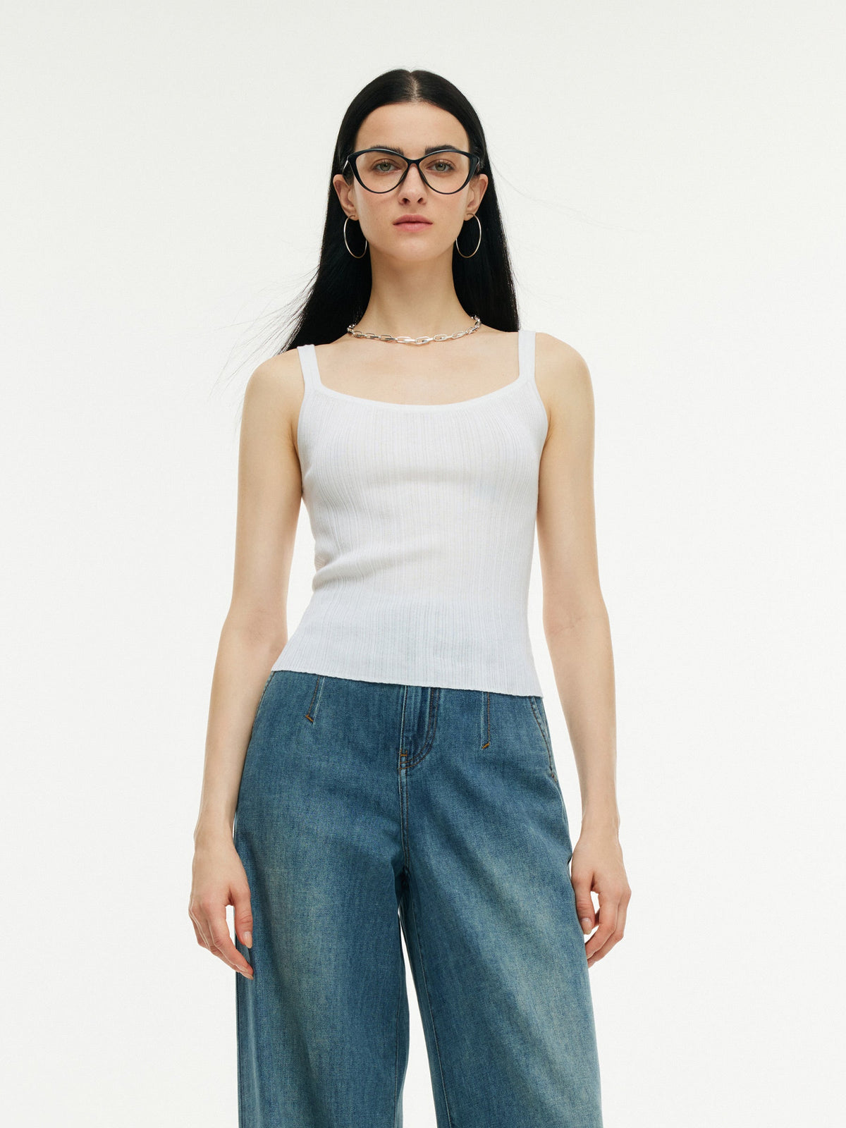 Tencel Mulberry Silk Blend Women Knit Stretchy Tank Top
