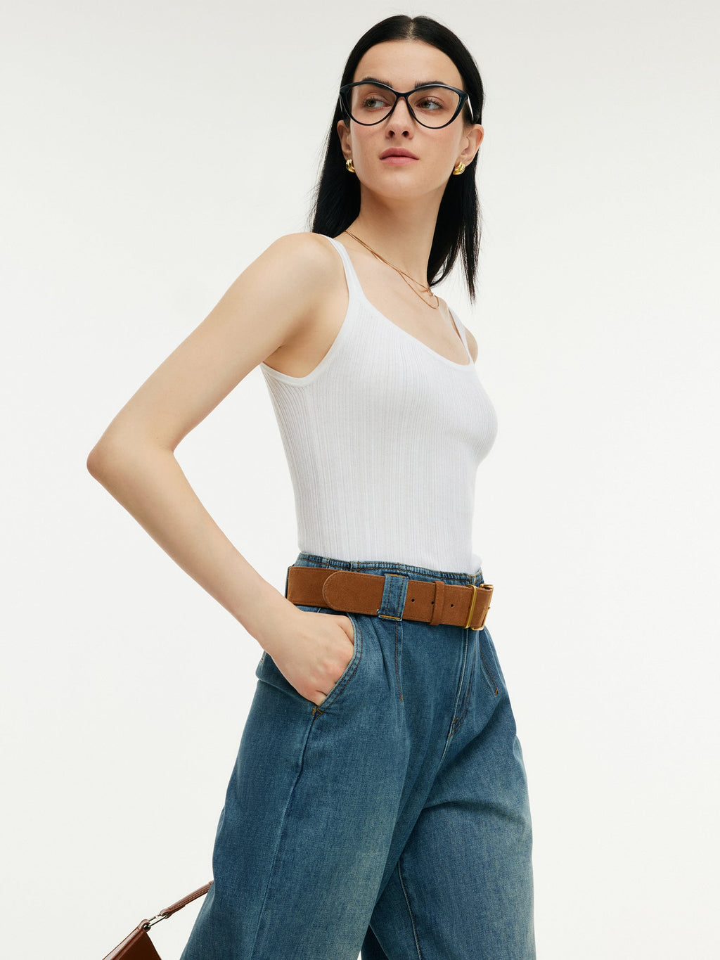 Tencel Mulberry Silk Blend Women Knit Stretchy Tank Top