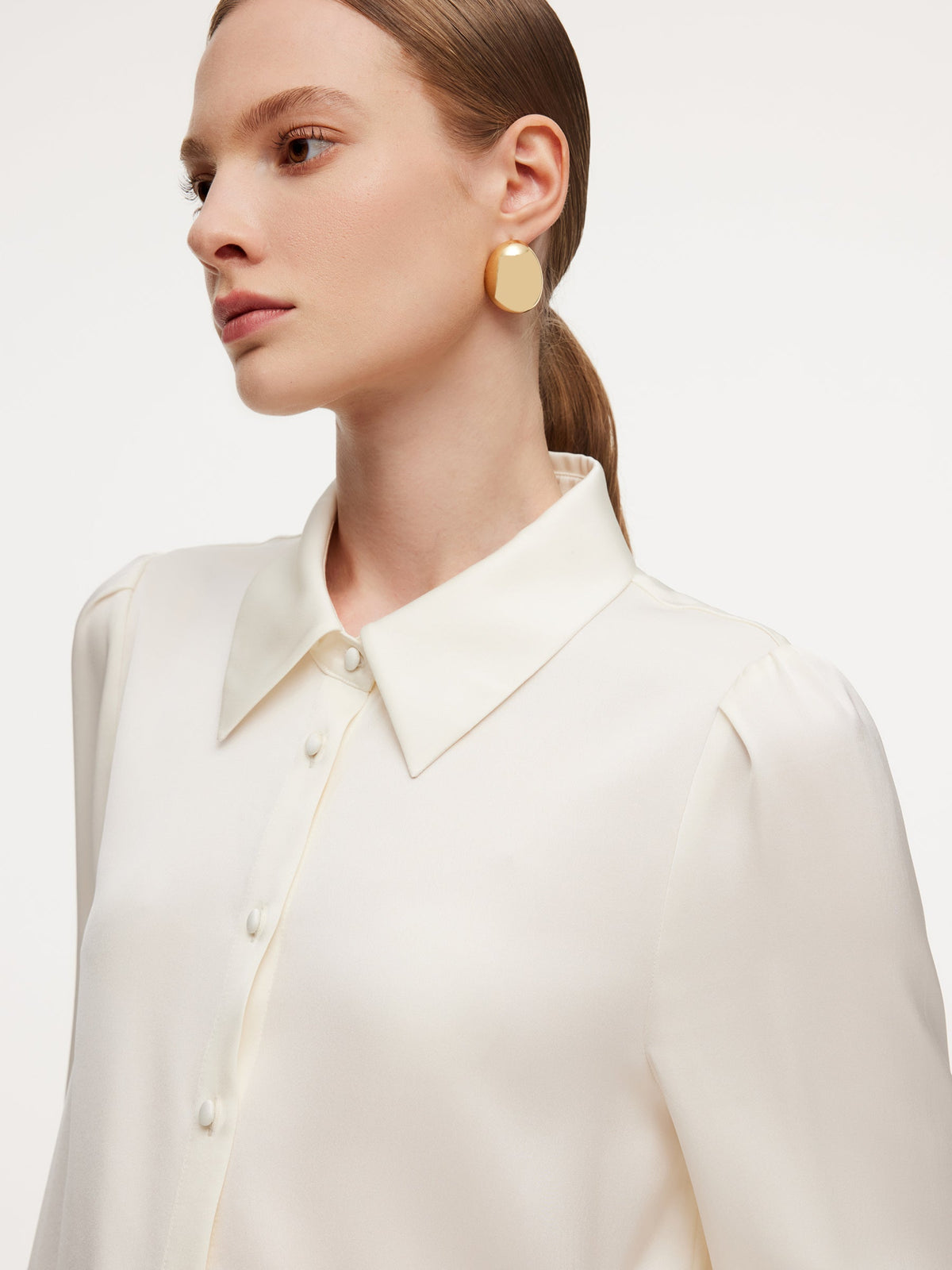 22MM Mulberry Silk Women Shirt With Detachable Ruffle Detail