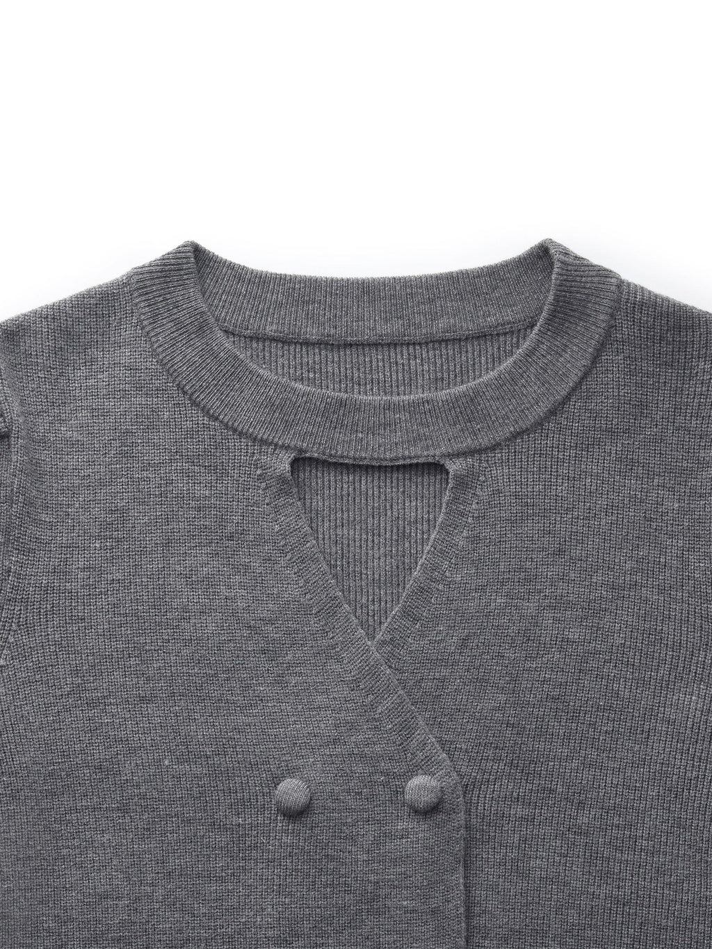 Cut Out V-Neck Long Sleeve Women Knit Top