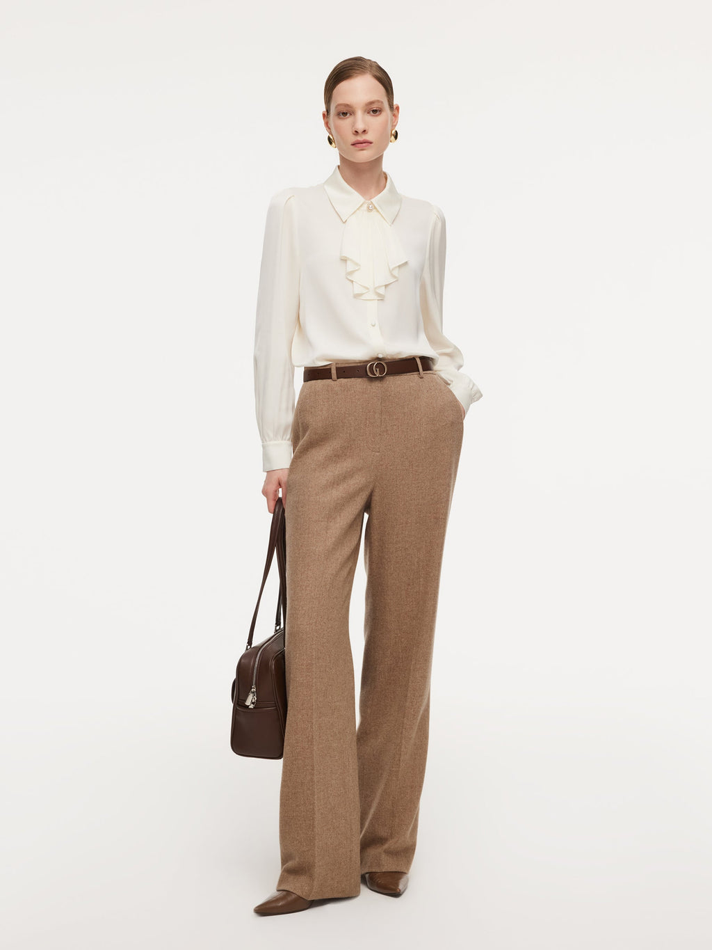 22MM Mulberry Silk Women Shirt With Detachable Ruffle Detail