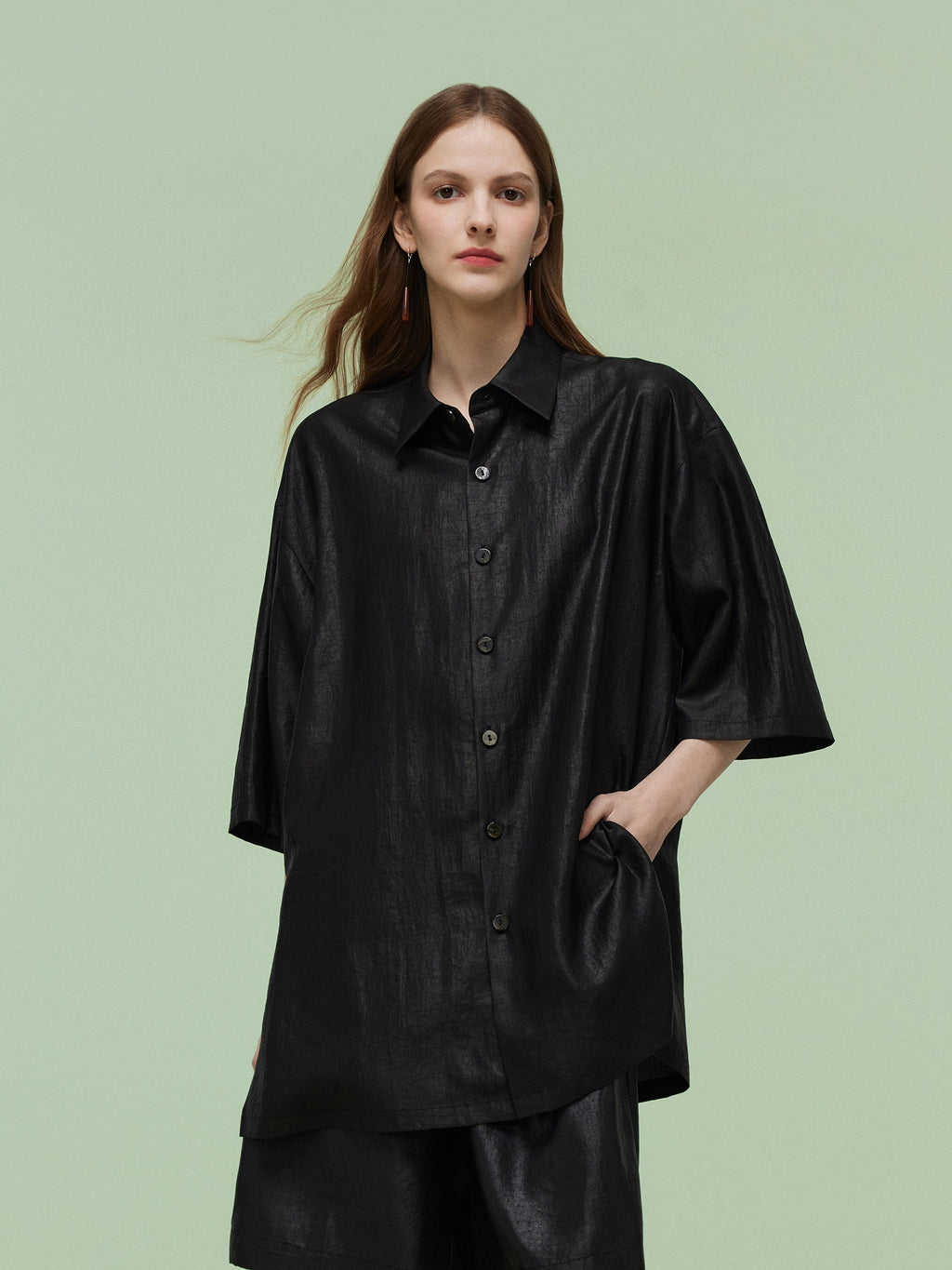 16MM Xiang Yun Silk Unisex 3/4 Sleeves Oversized Shirt