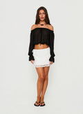 Mariya Off Shoulder Long Sleeve Top Black