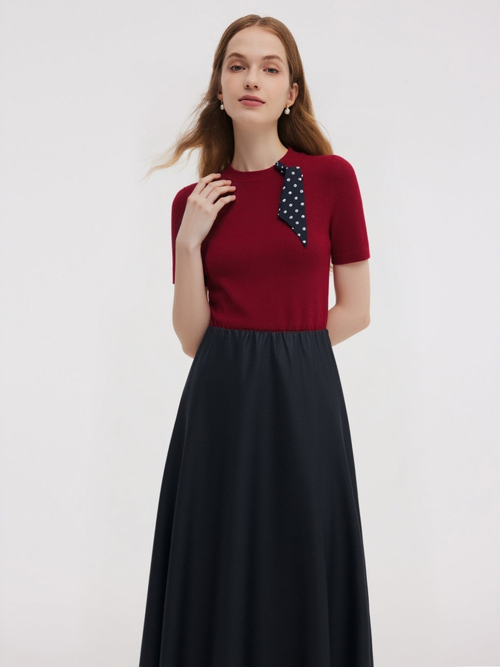 Tencel Blend Burgundy Women Knit Top