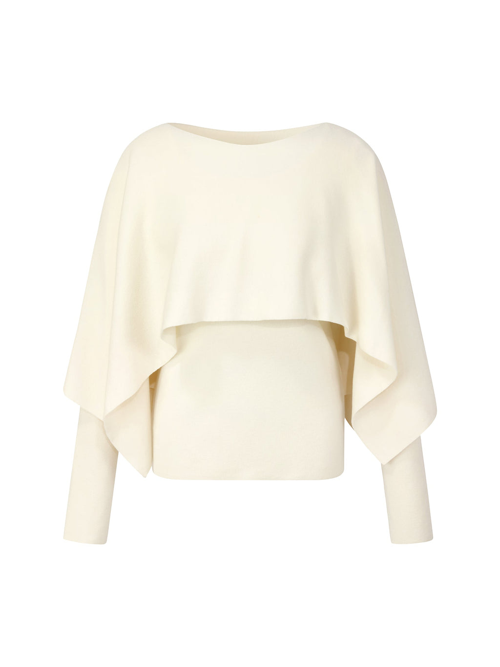 Tencel Wool Blend Women Knit Top With Pullover Cape