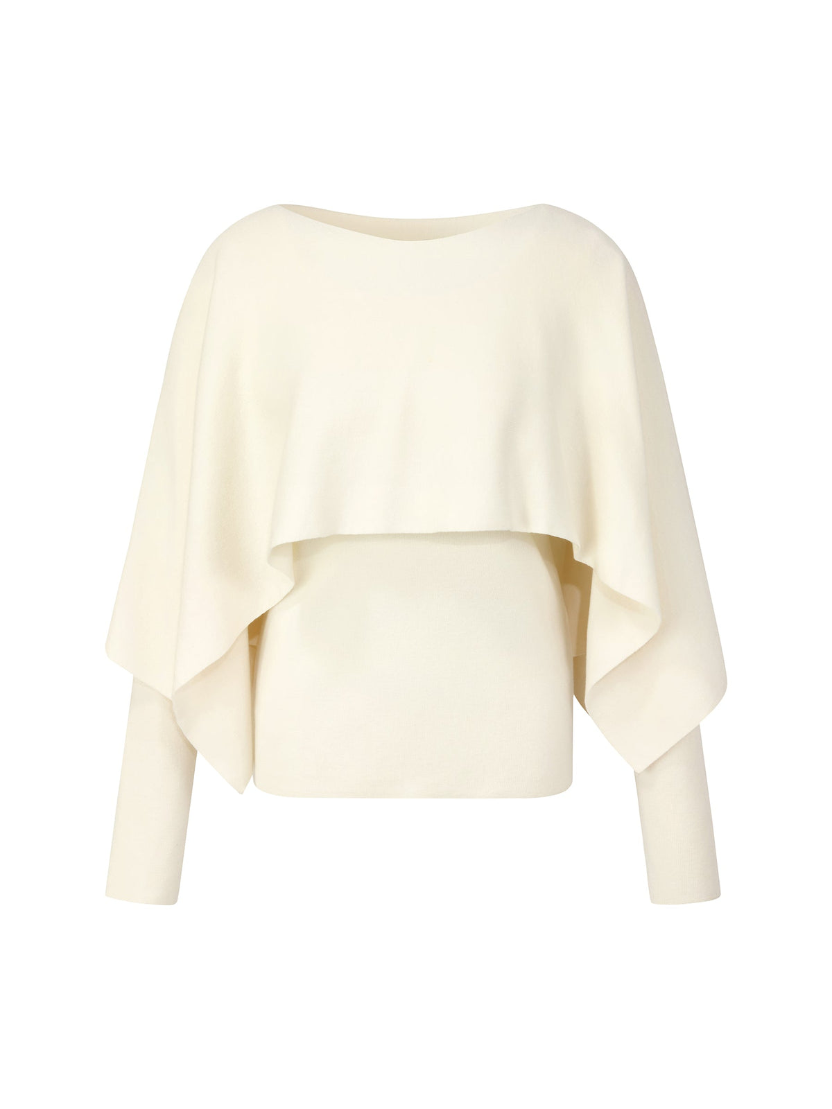 Tencel Wool Blend Women Knit Top With Pullover Cape