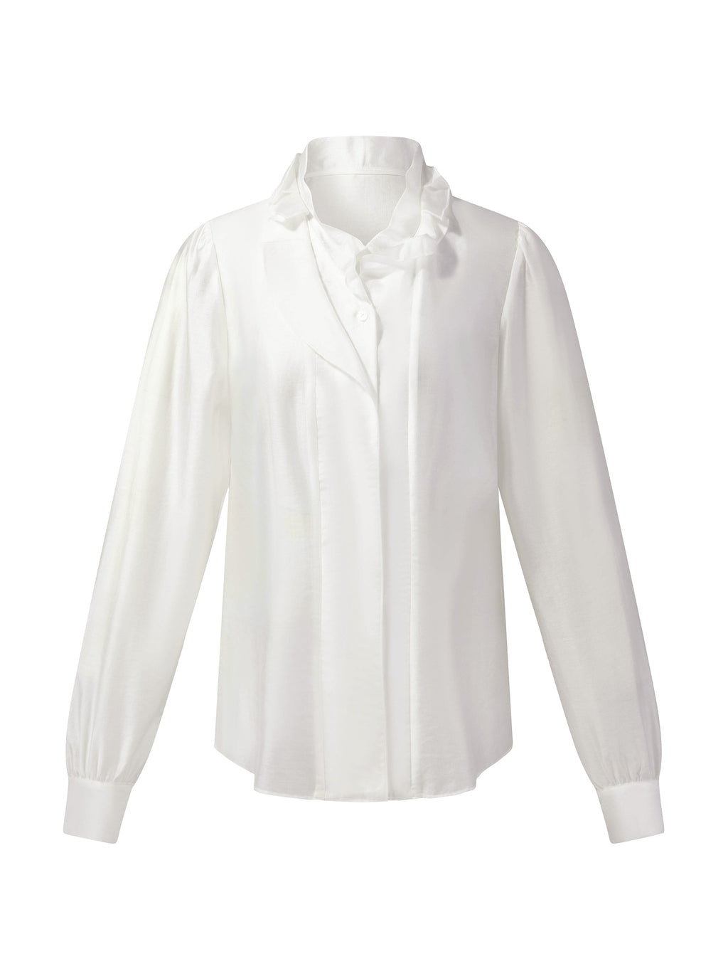 Tencel Blend Ruffle Neck Women Shirt With Knit Camisole