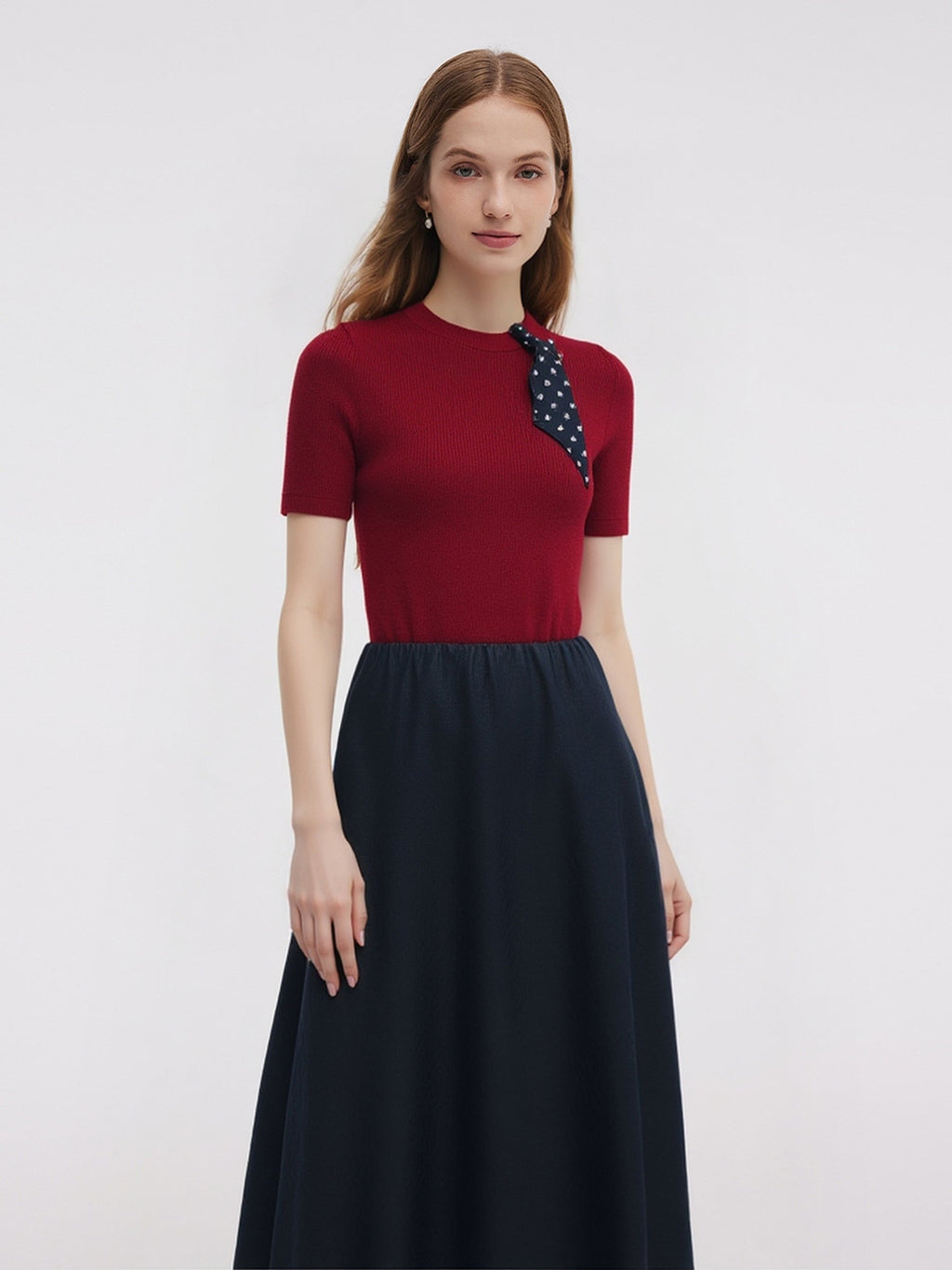 Tencel Blend Burgundy Women Knit Top