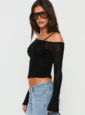 Rosca Layered Long Sleeve Top Black