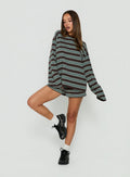 Settle Down Long Sleeve Top Brown Stripe