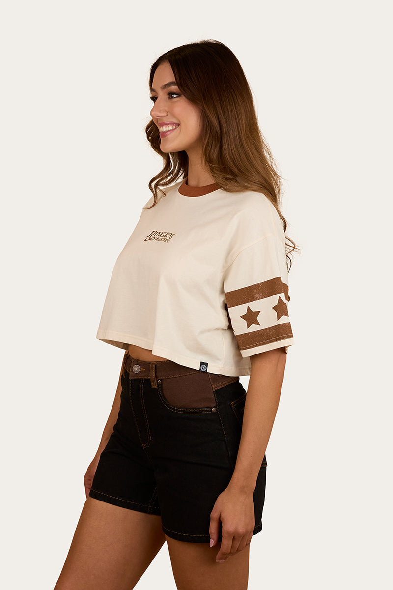 Anywhere Anytime Womens Cropped Oversized T-Shirt