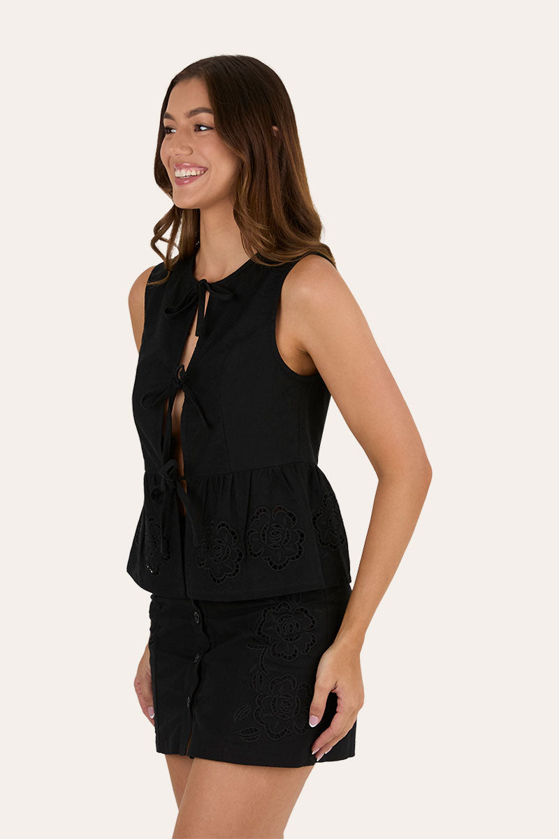 Jynette Womens Tie Front Top