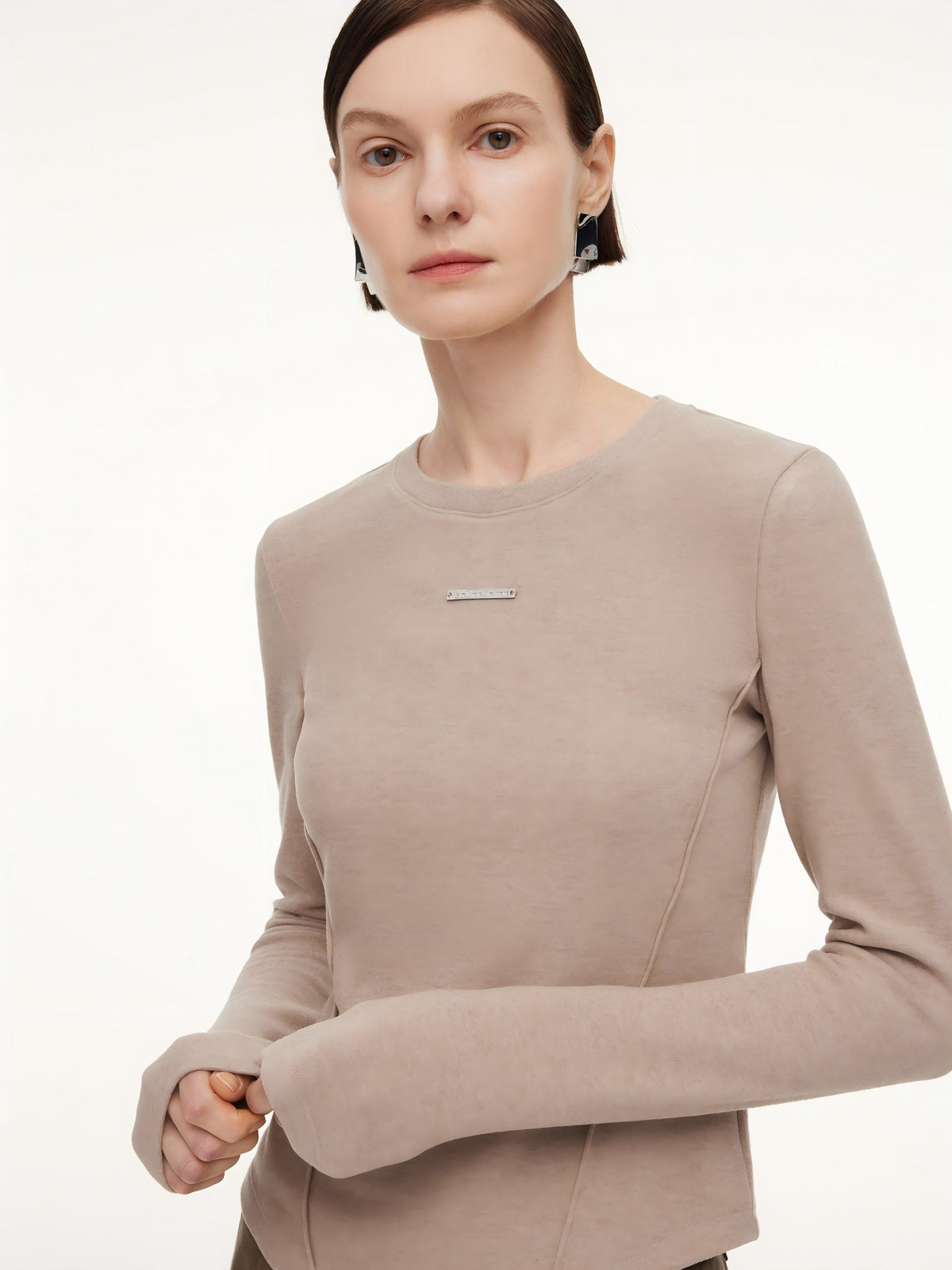 Stretch Round Neck Women Long Sleeve T-Shirt