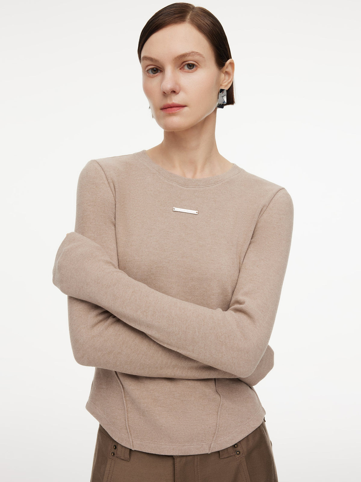 Stretch Round Neck Women Long Sleeve T-Shirt
