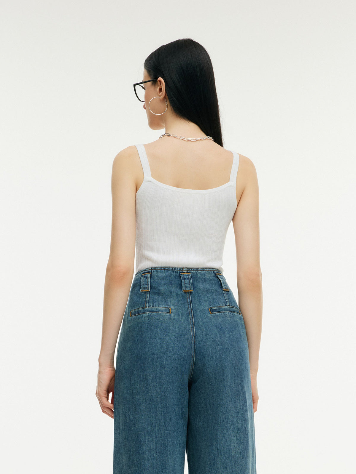 Tencel Mulberry Silk Blend Women Knit Stretchy Tank Top