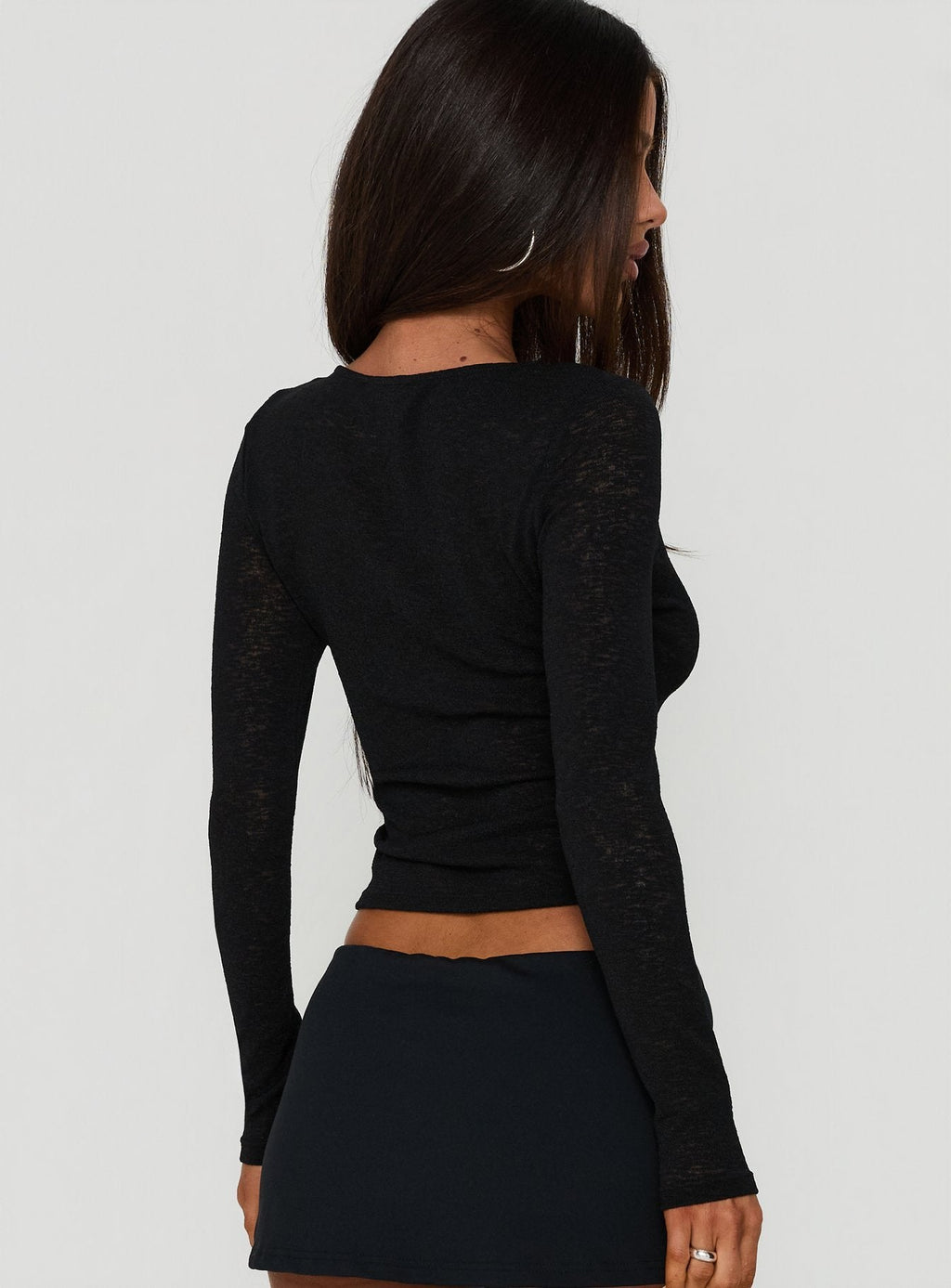 Ariado Long Sleeve Frog Closure Top Black