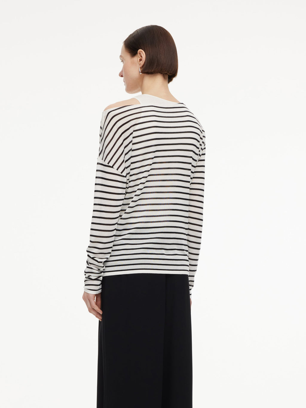 Triacetate Tencel Blend Stripe Boat Neck Top And Tank Top Two-Piece Set