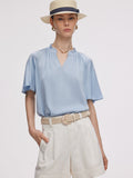 22MM Mulberry Silk Women Ruffle Sleeve Blouse