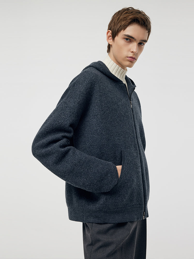 100% Brushed Wool Zip-Up Unisex Hoodie