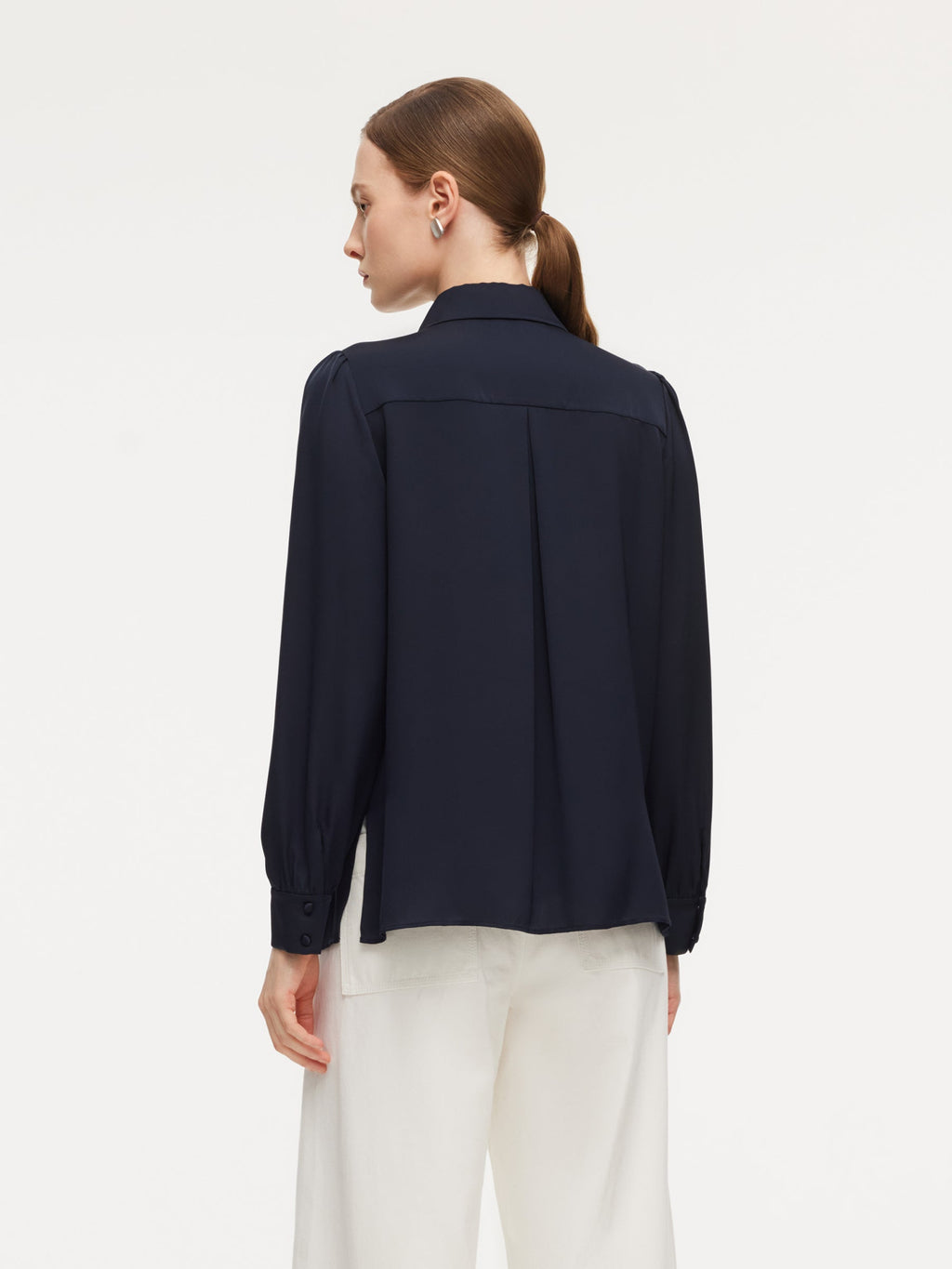 22MM Mulberry Silk Women Shirt With Detachable Ruffle Detail