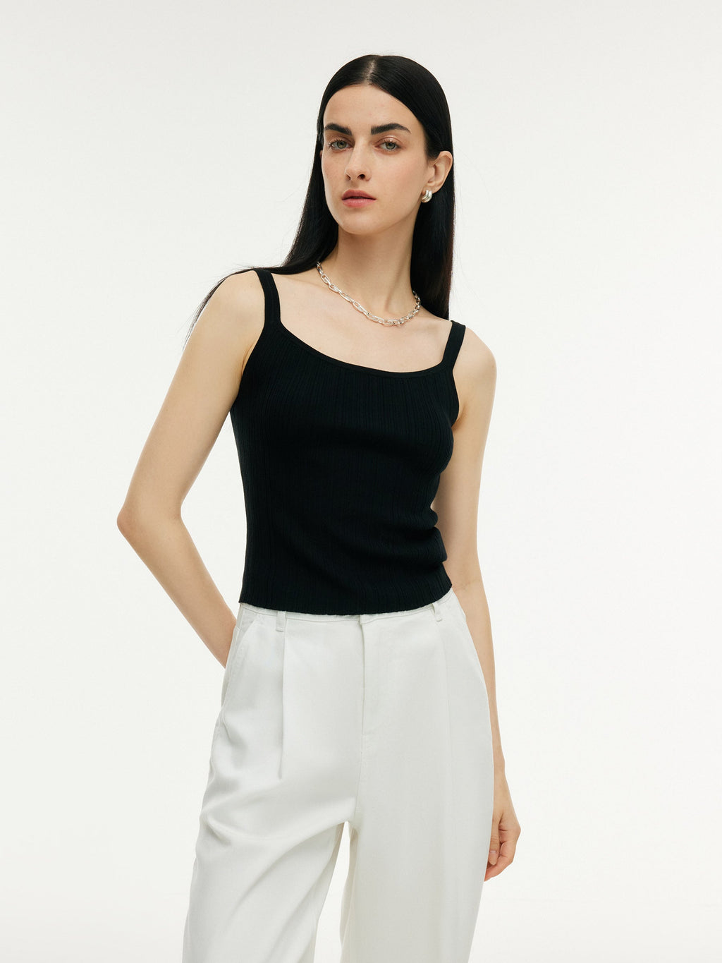 Tencel Mulberry Silk Blend Women Knit Stretchy Tank Top