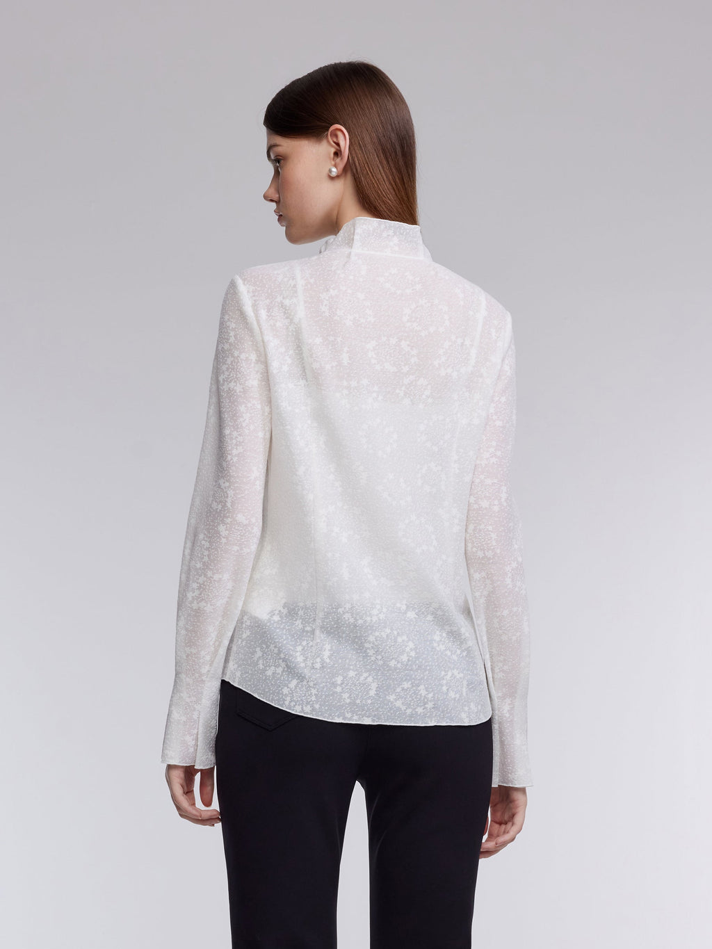 Jacquard Ruffle Collar Women Knit Shirt With Camisole