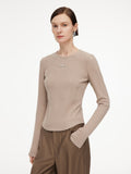 Stretch Round Neck Women Long Sleeve T-Shirt