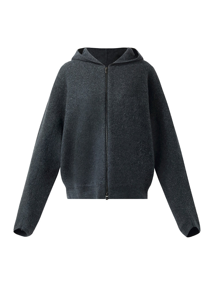 100% Brushed Wool Zip-Up Unisex Hoodie