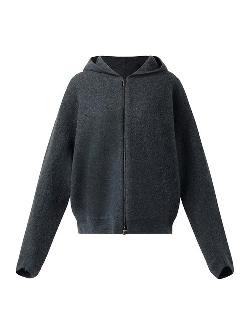 100% Brushed Wool Zip-Up Unisex Hoodie
