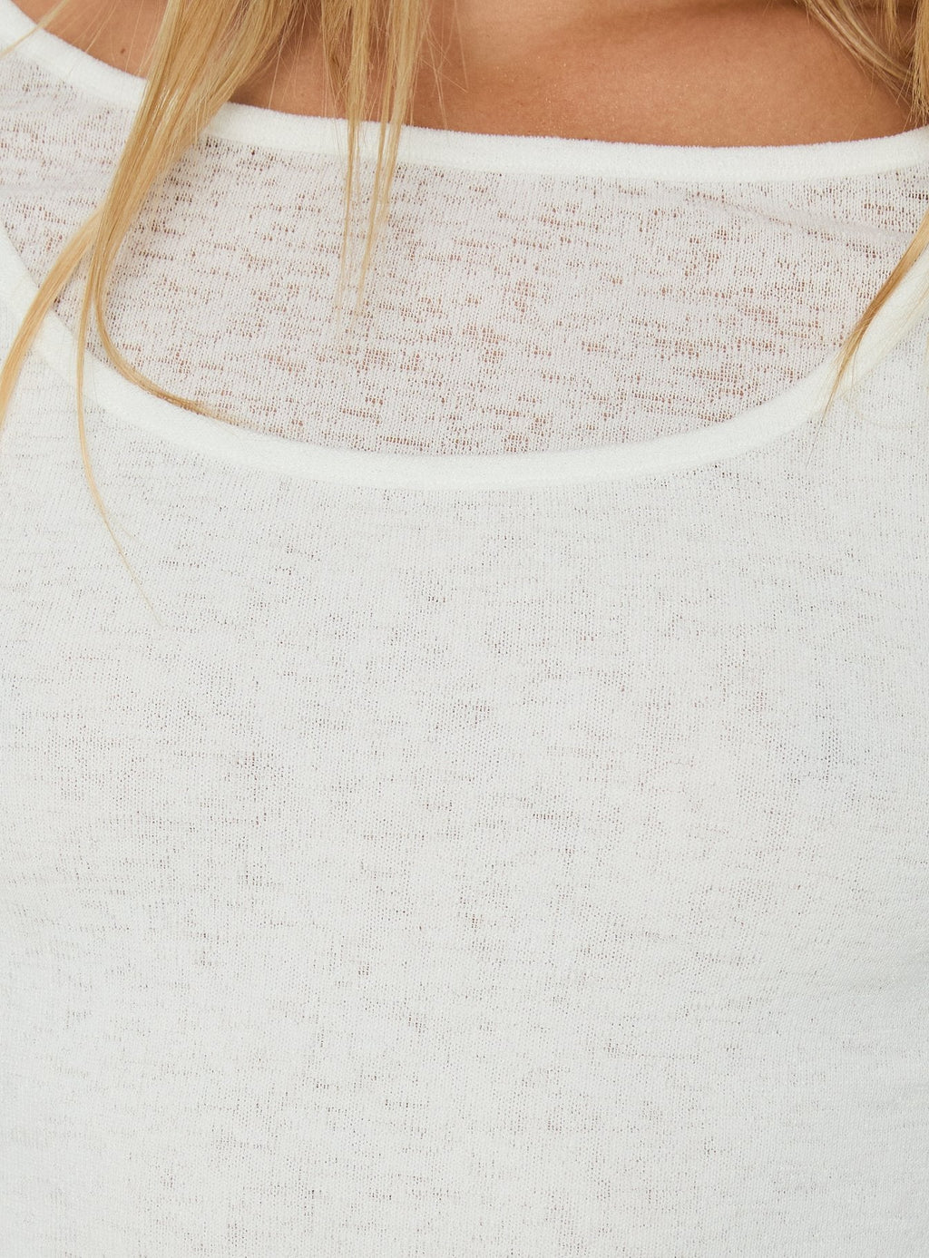 Theaya Sheer Layered Long Sleeve Top White