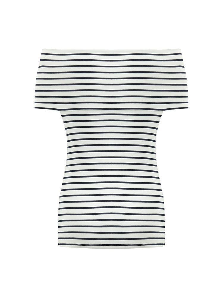 Off Shoulder Striped Slim Top
