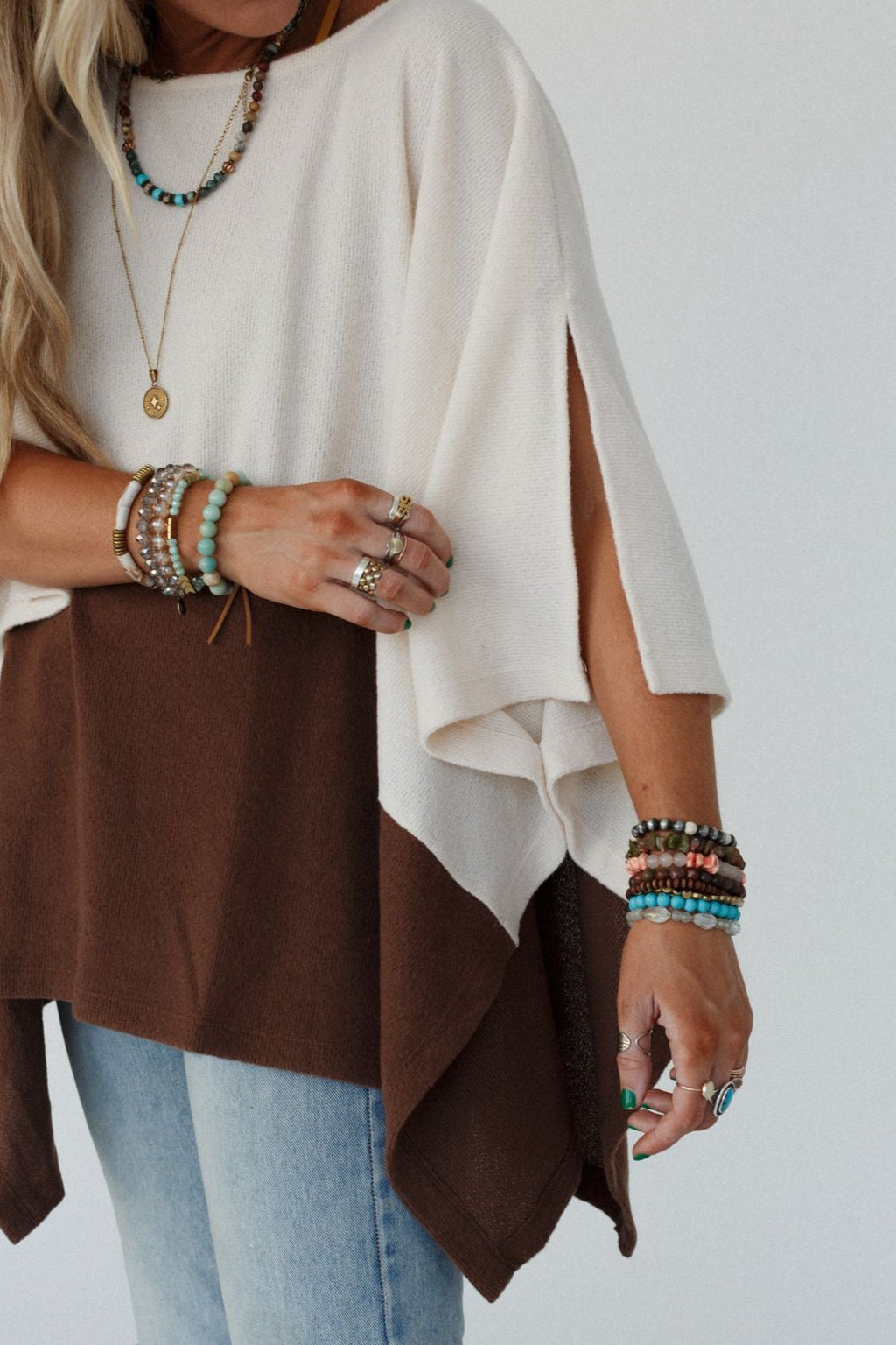 The Nest Lucky Shadow Top - Cream Brown