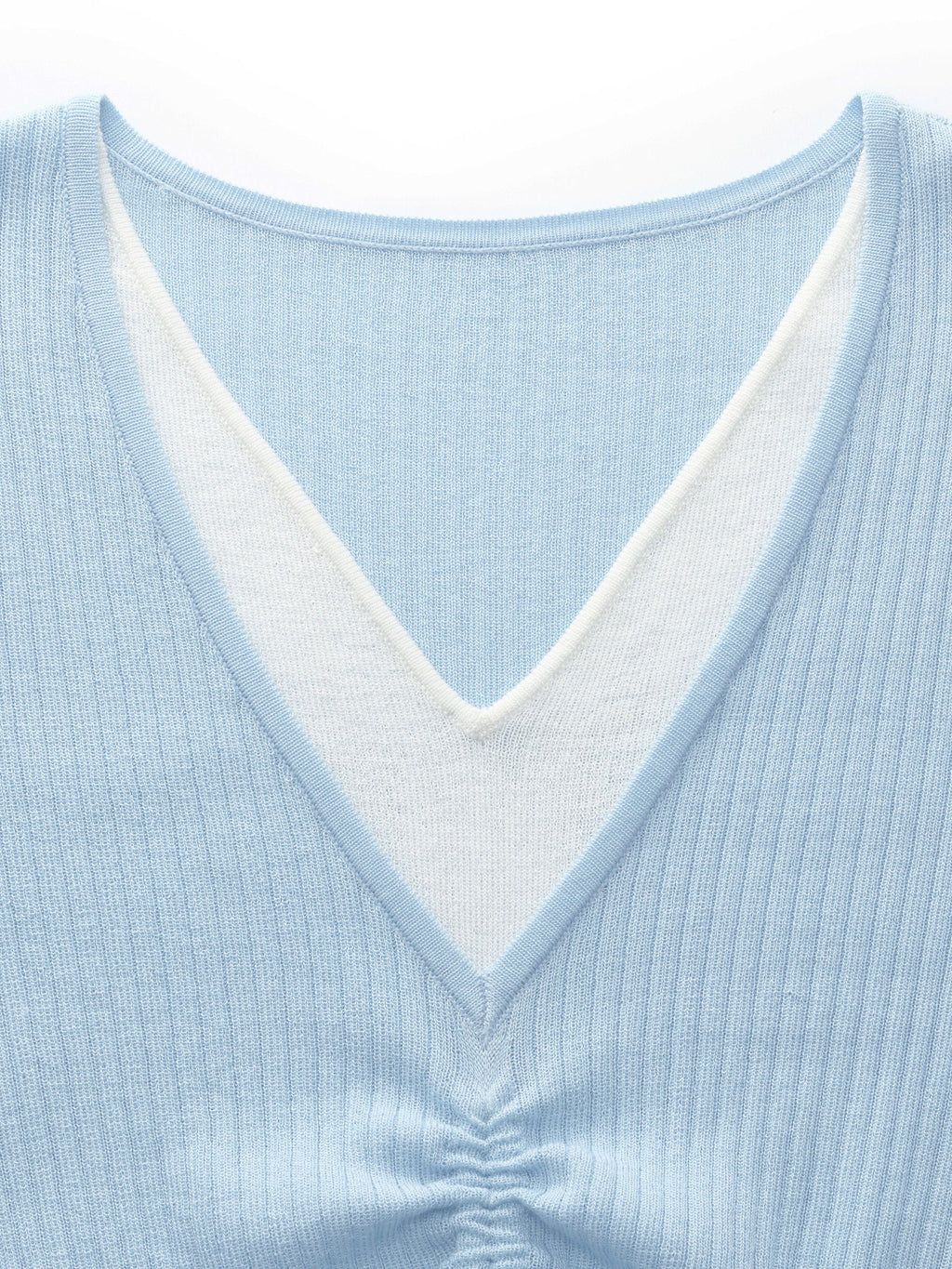 Lyocell Blend Drawstring Women Patchwork Knit Top