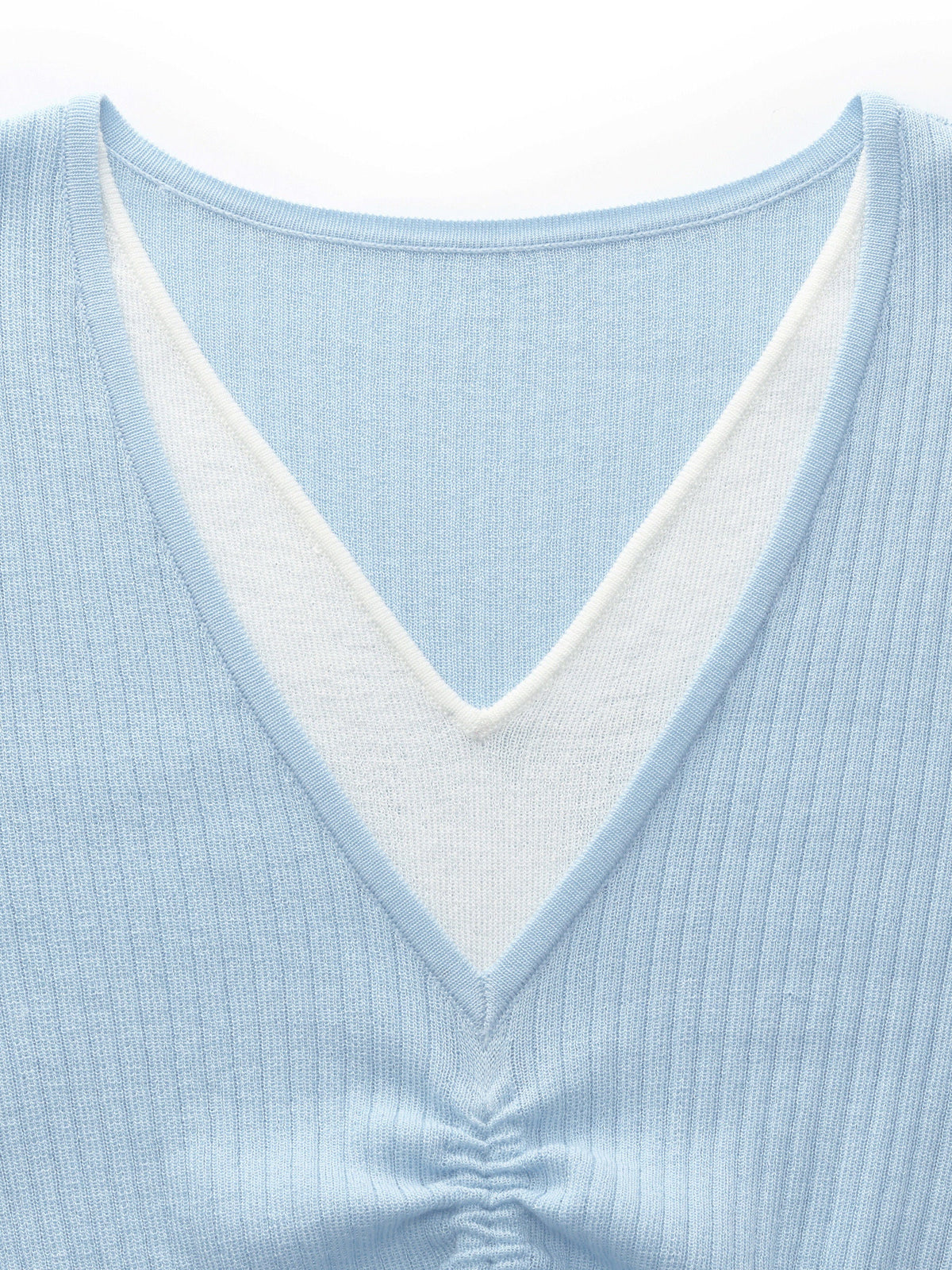 Lyocell Blend Drawstring Women Patchwork Knit Top