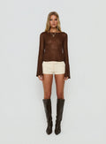 Evanne Long Sleeve Knit Top Brown