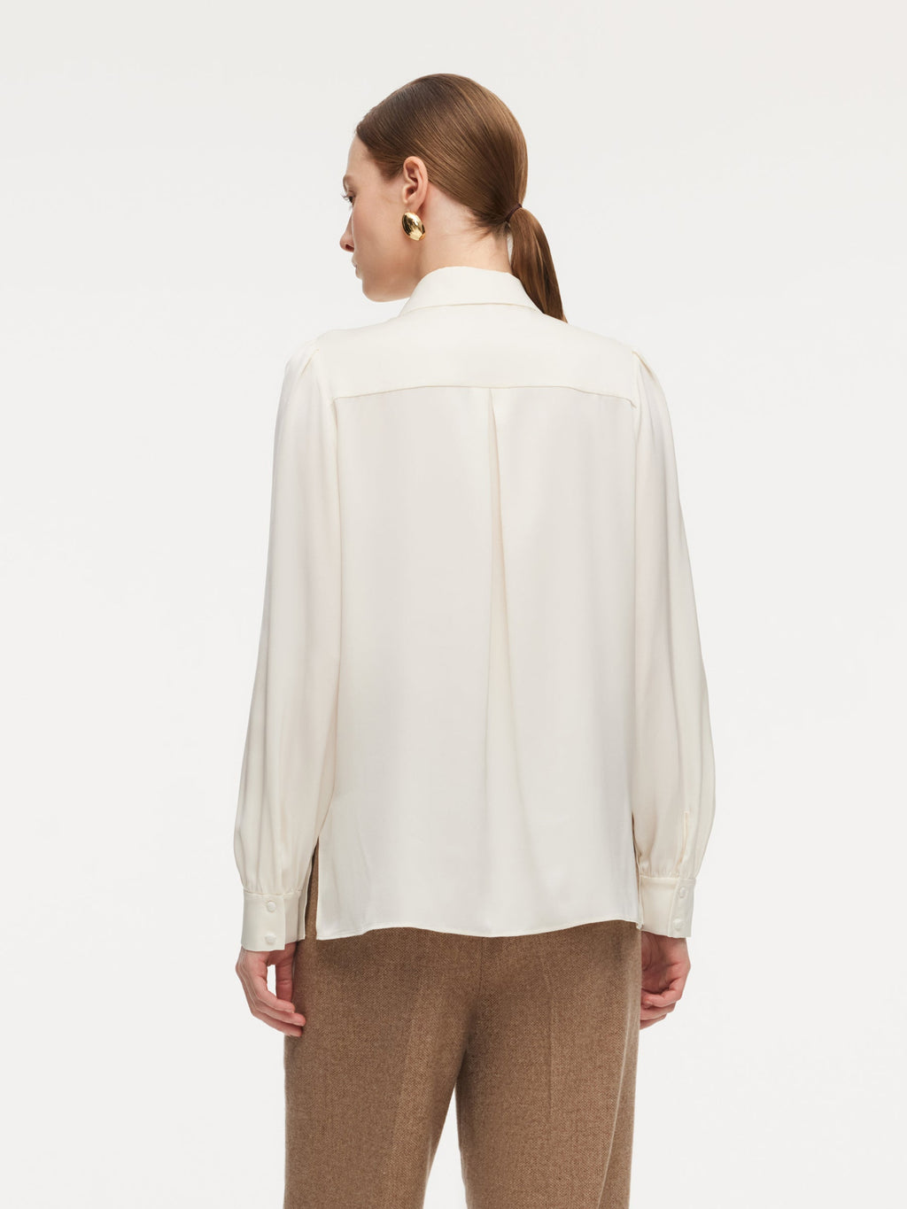 22MM Mulberry Silk Women Shirt With Detachable Ruffle Detail