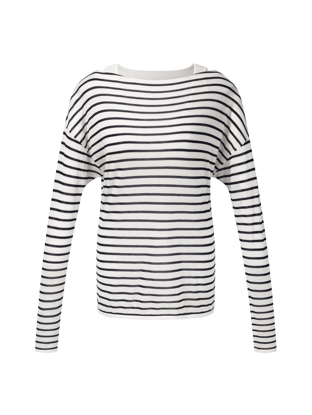 Triacetate Tencel Blend Stripe Boat Neck Top And Tank Top Two-Piece Set