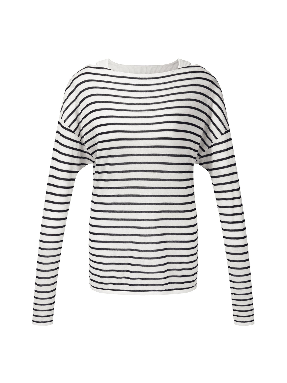 Triacetate Tencel Blend Stripe Boat Neck Top And Tank Top Two-Piece Set