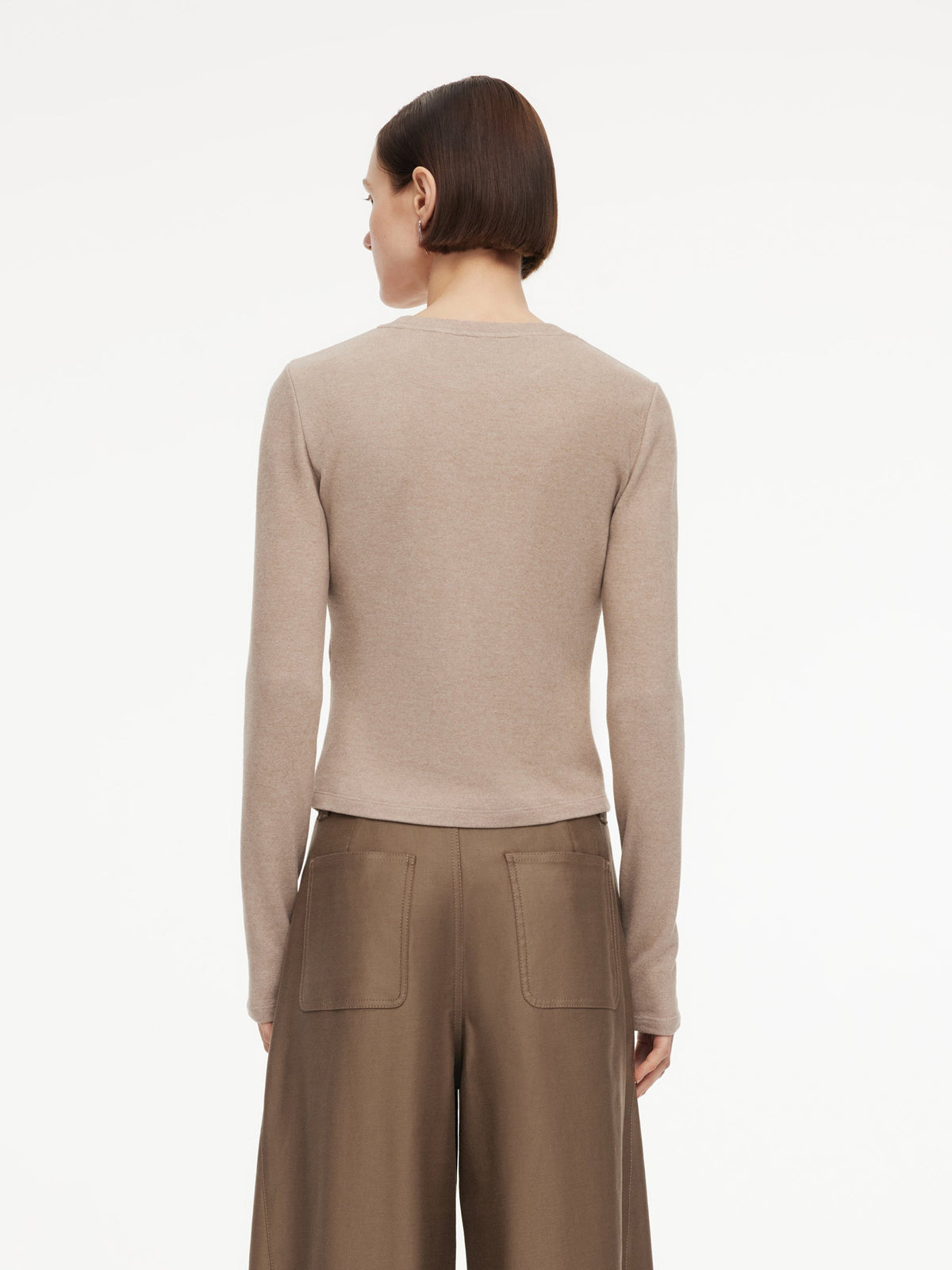 Stretch Round Neck Women Long Sleeve T-Shirt