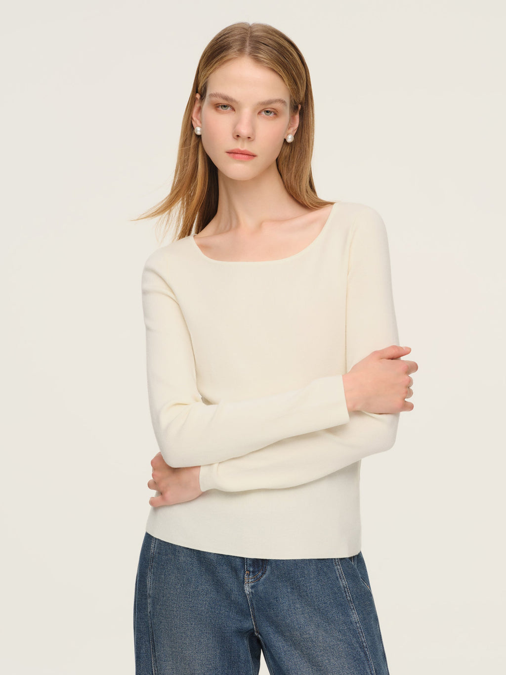 Tencel Wool Blend Women Knit Top With Pullover Cape