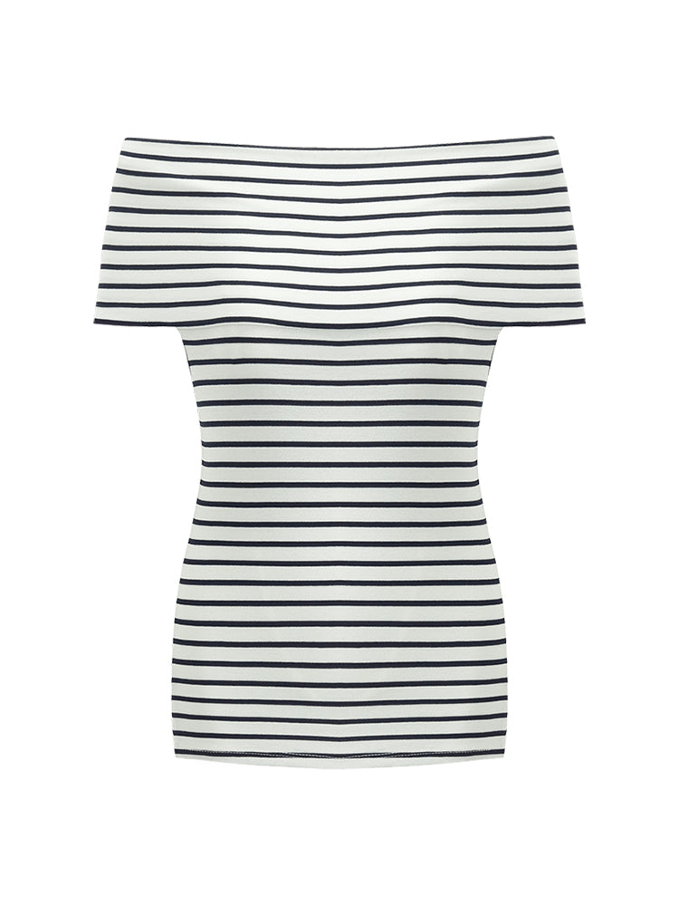 Off Shoulder Striped Slim Top