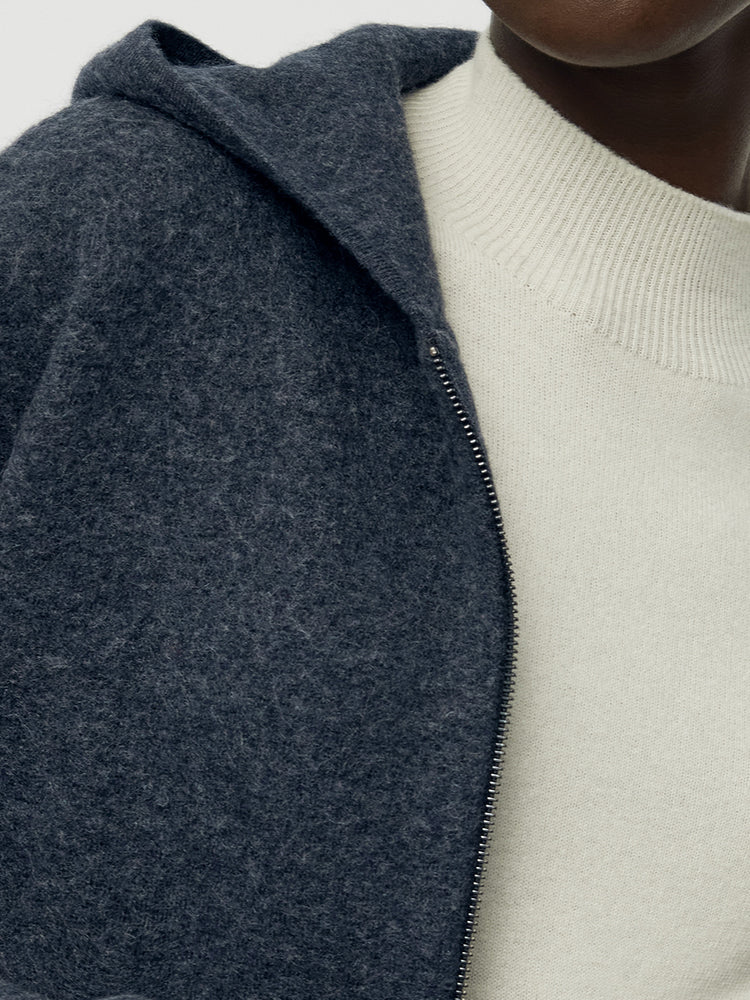 100% Brushed Wool Zip-Up Unisex Hoodie