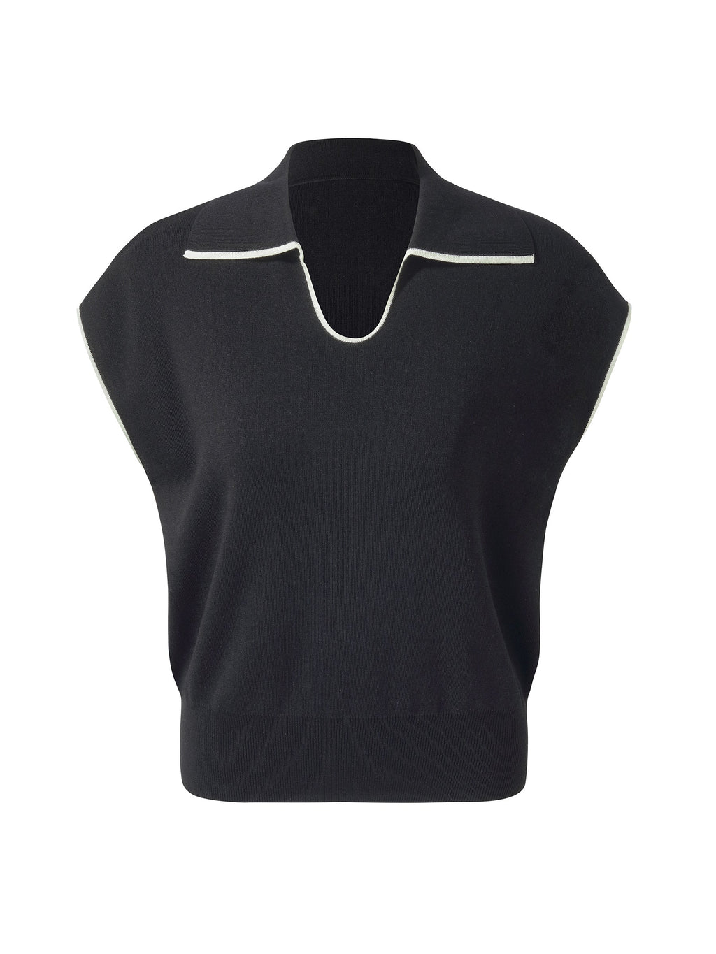 Tencel Blend Contrast Trim Women Knit Top