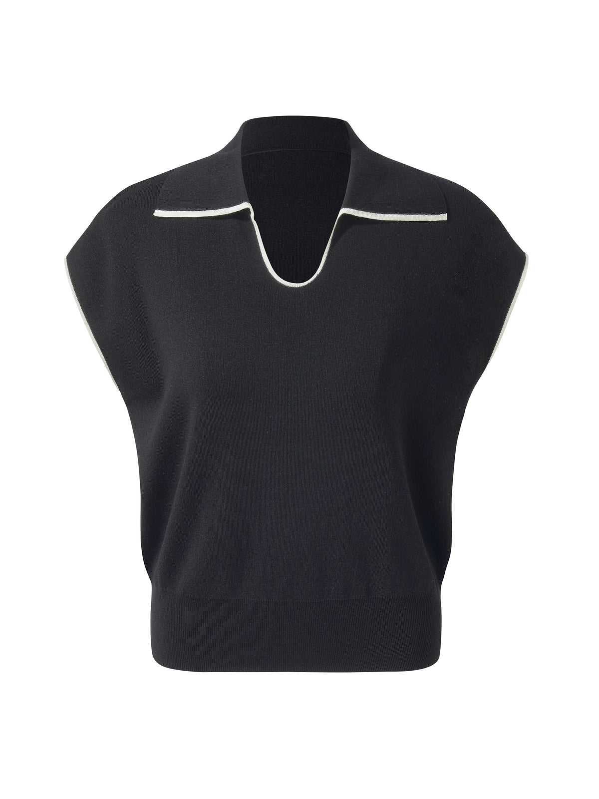Tencel Blend Contrast Trim Women Knit Top