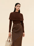 Lyocell Blend Knit Top And Cape Two-Piece Set