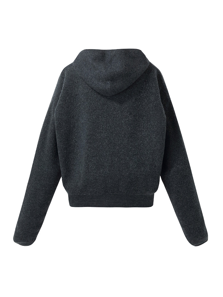 100% Brushed Wool Zip-Up Unisex Hoodie