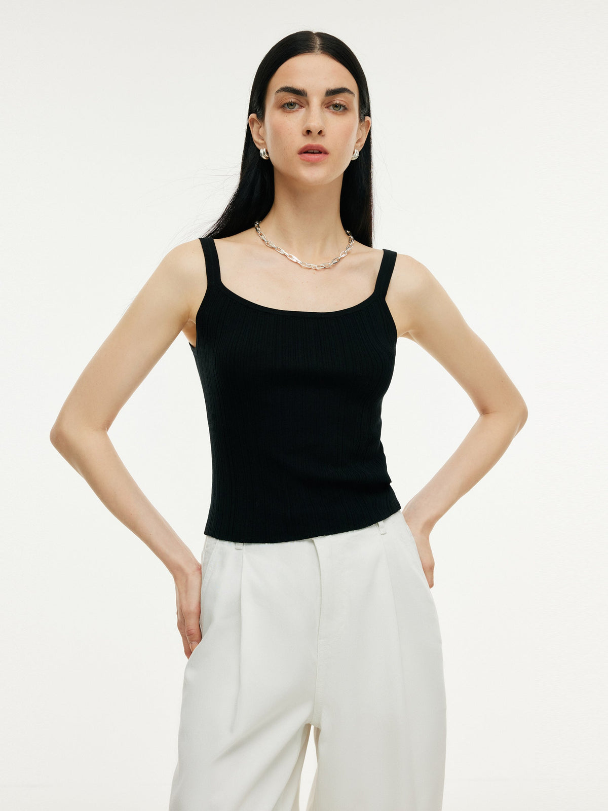 Tencel Mulberry Silk Blend Women Knit Stretchy Tank Top
