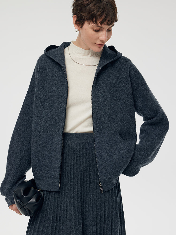 100% Brushed Wool Zip-Up Unisex Hoodie