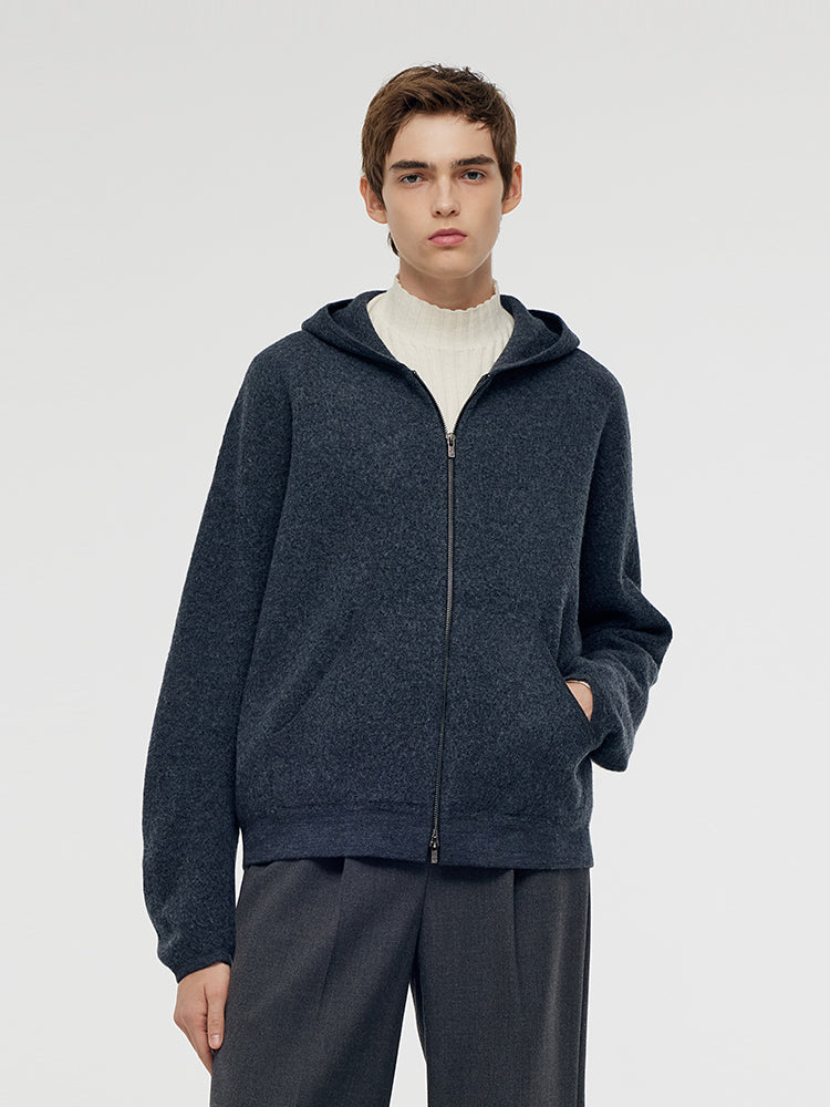 100% Brushed Wool Zip-Up Unisex Hoodie