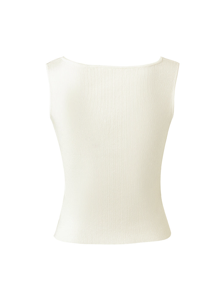 Acetate Knitted Ruched Women Vest